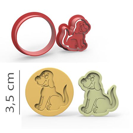 Sevimli Köpek - Kurabiye, Bisküvi, Kolye Ucu Kalıp Seti - 3,5 cm