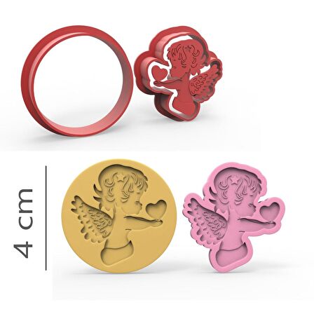 Melek Bebek - Kurabiye, Bisküvi, Kolye Ucu Kalıp Seti - 4 cm