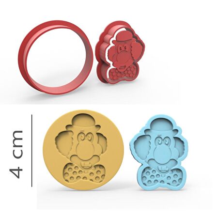 Palyaço - Kurabiye, Bisküvi, Kolye Ucu Kalıp Seti - 4 cm