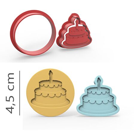 Pasta - Kurabiye, Bisküvi, Kolye Ucu Kalıp Seti - 4,5 cm