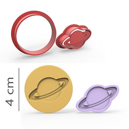 Satürn - Kurabiye, Bisküvi, Kolye Ucu Kalıp Seti - 4 cm