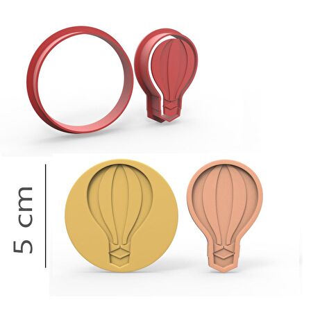 Hava Balonu - Kurabiye, Bisküvi, Kolye Ucu Kalıp Seti - 5 cm