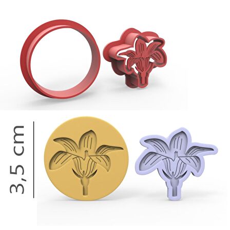 Zambak - Kurabiye, Bisküvi, Kolye Ucu Kalıp Seti - 3,5 cm