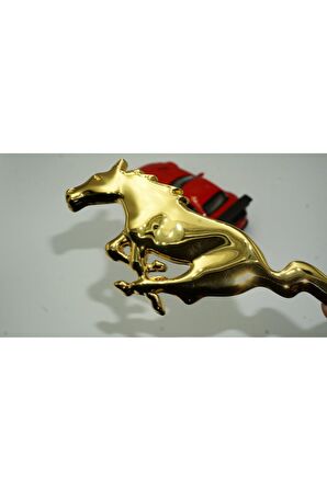Dk Mustang Shelby Gt Koşan At Bagaj Gold Metal Logo