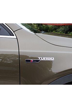 Audi Turbo S Line Çamurluk Yanı 3m Krom Abs Logo 2 Li Set