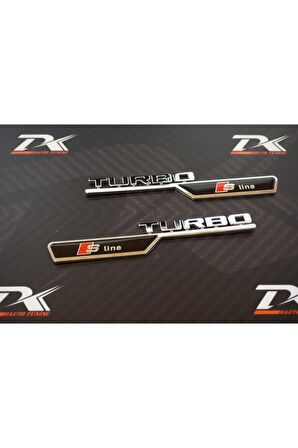 Audi Turbo S Line Çamurluk Yanı 3m Krom Abs Logo 2 Li Set