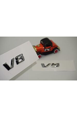V8 Çamurluk Yanı Gümüş Krom Abs 3m Yazı Logo Uyumlu