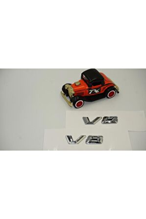 V8 Çamurluk Yanı Gümüş Krom Abs 3m Yazı Logo Uyumlu