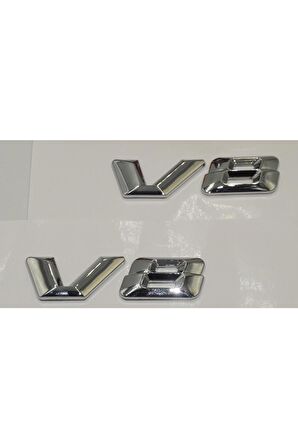V8 Çamurluk Yanı Gümüş Krom Abs 3m Yazı Logo Uyumlu
