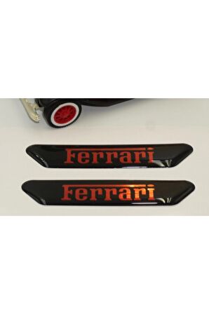 Ferrari Logo Çamurluk Yanı Ve Ayna Metalize Damla Desen 3m Logo Arma