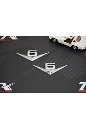 V6 3m 3d Çamurluk Yanı Krom Metal Yazı Logo Seti