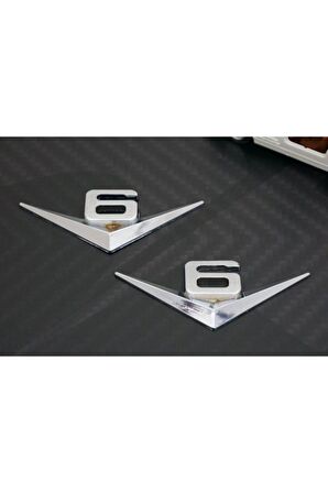 V6 3m 3d Çamurluk Yanı Krom Metal Yazı Logo Seti