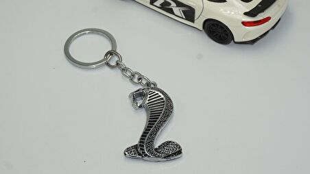 DK Mustang Shelby Kobra Süper Snake Logo Krom Metal Çift Yön Anahtarlık