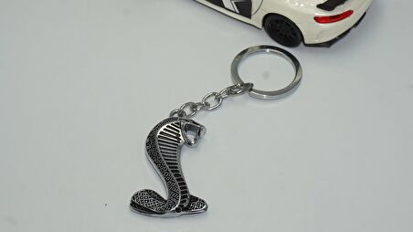 DK Mustang Shelby Kobra Süper Snake Logo Krom Metal Çift Yön Anahtarlık