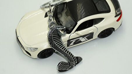 DK Mustang Shelby Kobra Süper Snake Logo Krom Metal Çift Yön Anahtarlık