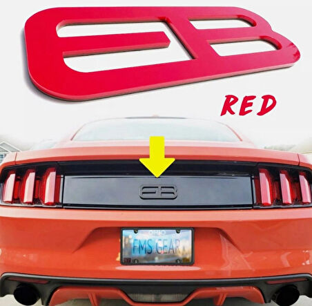 DK Tuning Mustang Ecoboost Billet EB Bagaj Amblemi Kırmızı Logo Arma Ford İle Uyumlu