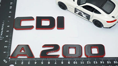 DK Tuning A 200 CDi Bagaj Kırmızı Siyah ABS Yazı Logo Benz İle Uyumlu