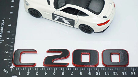 DK Tuning C 200 Bagaj Kırmızı Siyah ABS Yazı Logo Benz İle Uyumlu