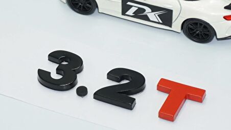 DK Tuning 3.2T Bagaj Siyah Kırmızı Yazı Logo Volkswagen İle Uyumlu