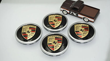 DK Tuning Porsche Yeni Nesil Siyah Gri Jant Göbeği Kapak Seti 76mm