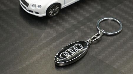 Audi Logo Çift Yön Krom Metal Stil Anahtarlık