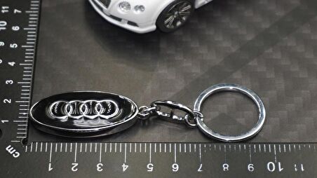 Audi Logo Çift Yön Krom Metal Stil Anahtarlık