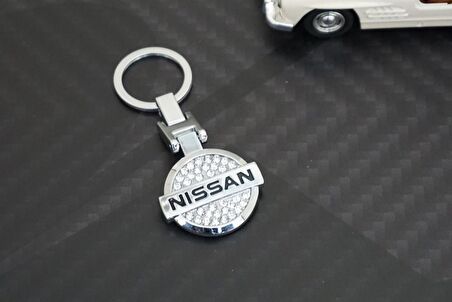 Nissan Kristal Taşlı Stil Krom Metal Çift Yön Anahtarlık New Style