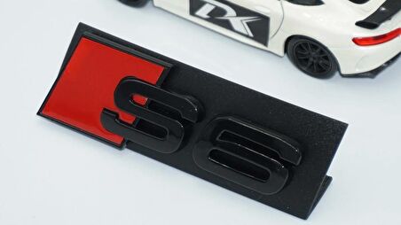 DK Tuning S6 Siyah Kırmızı 3D Ön Panjur Logo Audi İle Uyumlu