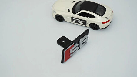 DK Tuning S6 Gri Kırmızı Ön Panjur Izgara Logo Arma Audi İle Uyumlu