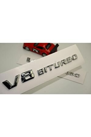 V8 Biturbo Çamurluk Yanı Krom Abs Logo Amblem 2 Li Set