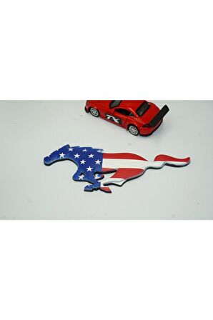Ford Mustang Shelby Gt Koşan At Bagaj Kapağı Amerikan Bayrak 3m Metal Logo