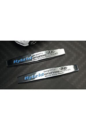 Hyundai Hybrid Logo Yan Çamurluk 3m 3d Krom Metal Logo Amblem