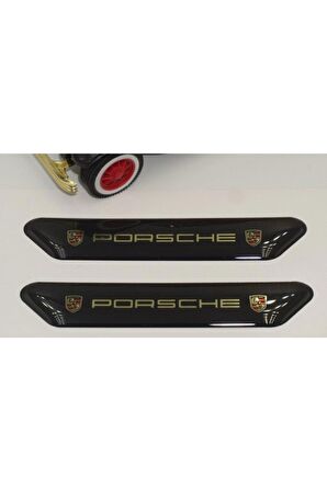 Porsche Logo Çamurluk Yanı Ve Ayna Metalize Damla Desen 3m Logo Arma