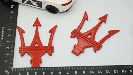 DK Tuning Maserati Yan Kanatlar Kırmızı 3M 3D Rozet Amblem Seti
