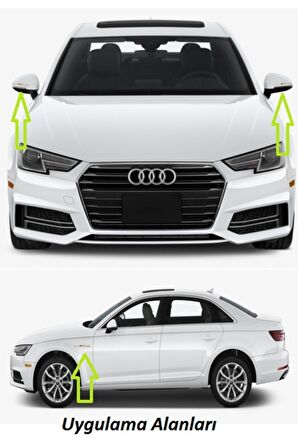 Audi A1 S Line Logo Beyaz Karbon Desen Damla Epoksi Ayna Çamurluk Logo Amblem Seti