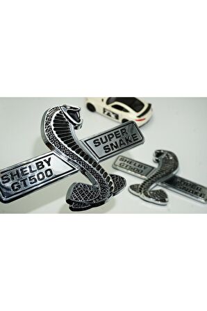 DK Mustang Shelby GT500 Kobra Yeni Nesil Çamurluk Yanı Krom Metal Logo