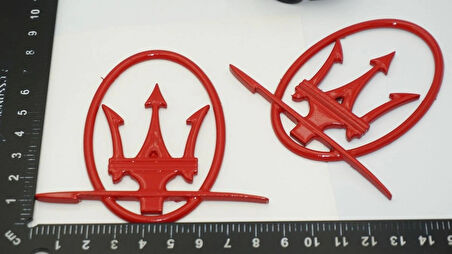 DK Tuning Maserati Yan Kanatlar Çemberli Kırmızı Rozet Amblem Seti