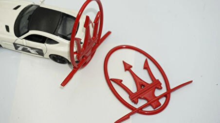 DK Tuning Maserati Yan Kanatlar Çemberli Kırmızı Rozet Amblem Seti