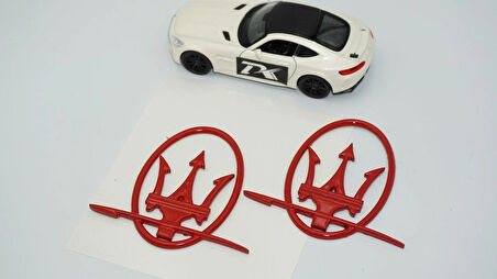 DK Tuning Maserati Yan Kanatlar Çemberli Kırmızı Rozet Amblem Seti