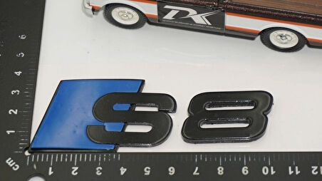 DK Tuning S8 Bagaj Siyah Mavi Yazı Logo Audi İle Uyumlu