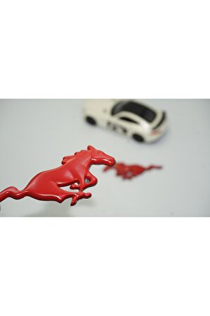 DK Mustang Shelby GT Koşan At Çamurluk Yanı Kırmızı Metal 3M 3D Logo Arma