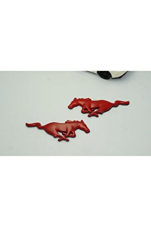 DK Mustang Shelby GT Koşan At Çamurluk Yanı Kırmızı Metal 3M 3D Logo Arma