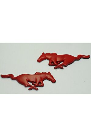 DK Mustang Shelby GT Koşan At Çamurluk Yanı Kırmızı Metal 3M 3D Logo Arma