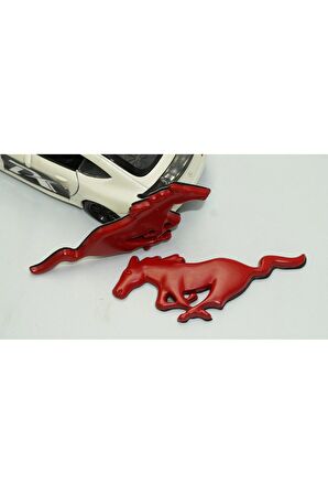 DK Mustang Shelby GT Koşan At Çamurluk Yanı Kırmızı Metal 3M 3D Logo Arma