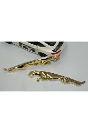 DK Jaguar Çamurluk Yanı 3M 3D Gold Metal Logo Amblem