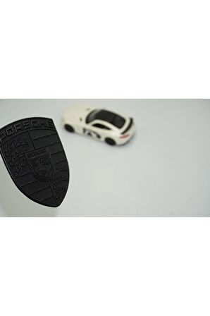 DK Porsche Ön Kaput Siyah Metal Tırnaklı Logo Amblem Arma