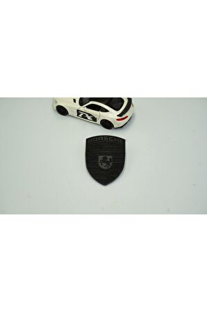 DK Porsche Ön Kaput Siyah Metal Tırnaklı Logo Amblem Arma