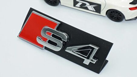 DK Tuning S4 Gümüş Kırmızı 3D Ön Panjur Logo Audi İle Uyumlu