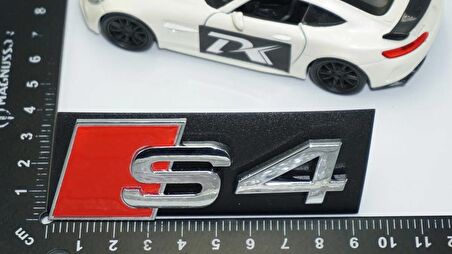 DK Tuning S4 Gümüş Kırmızı 3D Ön Panjur Logo Audi İle Uyumlu