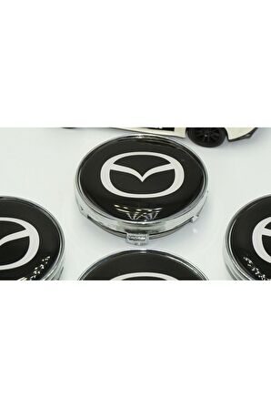 Mazda Jant Göbeği Gümüş Siyah Kapak Seti 60mm